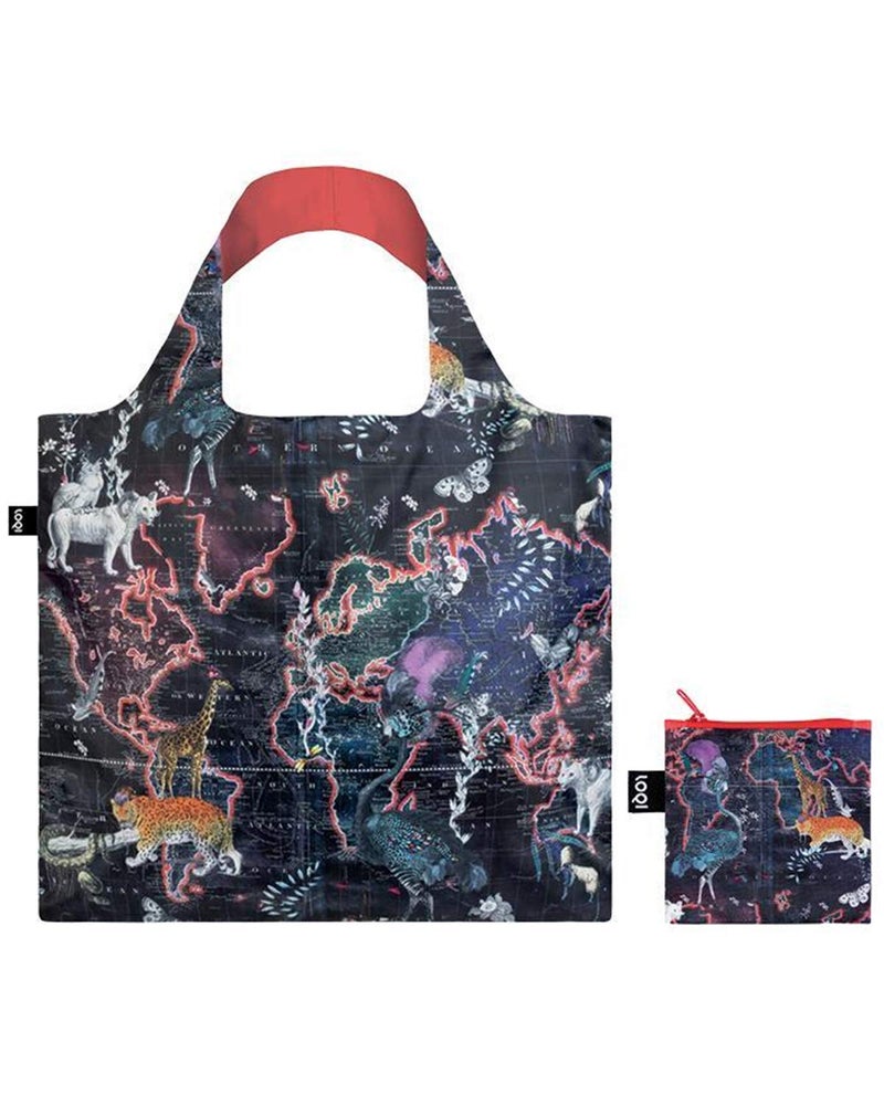 LOQI Artist Kristjana S Williams Interiors World Map Reusable Shopping Bag - Image 2